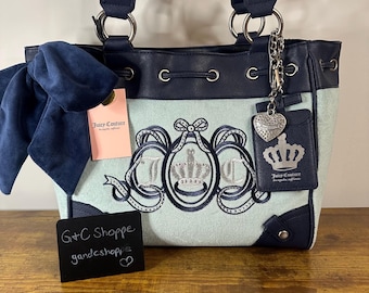 New Juicy Couture Lovers Club Daydreamer Tote Pastel Turquoise Blue Y2K Handbag