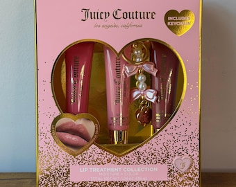 Nya Juicy Couture 3-pack läppglans rosa brun smink rosett berlock