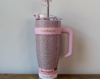 Ny Juicy Couture – Rosa rosett med strass och rosett – 115 g tumblermugg med sugrör