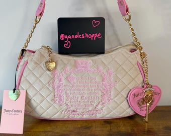 Nuevo bolso de hombro Juicy Couture Juicy Tale con dije rosa beige arenisca Y2K