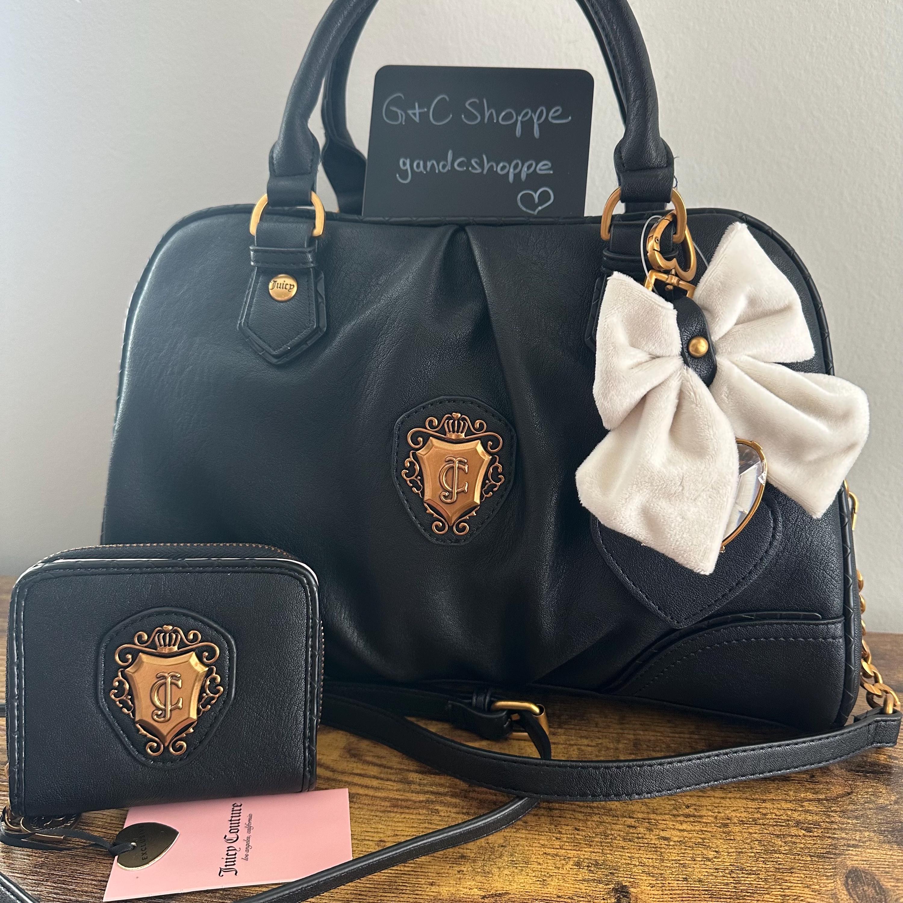 Vintage Juicy Couture Black and Gold Embroidered Set Juicy Couture Key To Juicy Dome Satchel - Brown | eBay main image 4