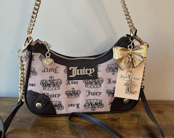 NWT Juicy Couture Vintage Couture Shoulder Crossbody Handbag Pink Brown Y2K Bow