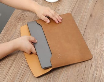 Etui skórzane na laptopa 11", smukły pokrowiec na MacBooka, minimalistyczna okładka na notebooka, miękka skórzana torba na laptopa z PU, ochronny pokrowiec na tablet na prezent