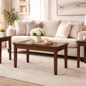 Mid Century Nesting Tables Walnut Side Table Set Wooden Living Room End Tables Space Saving