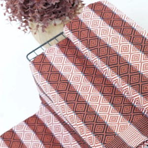 Handloom Chennimalai Bedsheet – Rust Red Diamond Stripe Cotton