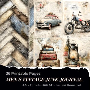 Herrarnas vintage-skräpjournalpapper | Tidlös maskulin stil och fars dag-utskrivbara material