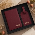 Personalized Passport Holder and Luggage Tag Set, Monogram Travel Gift Set, Travel Accessories, Bridesmaid Gifts, Passport Sets with Box product logo
