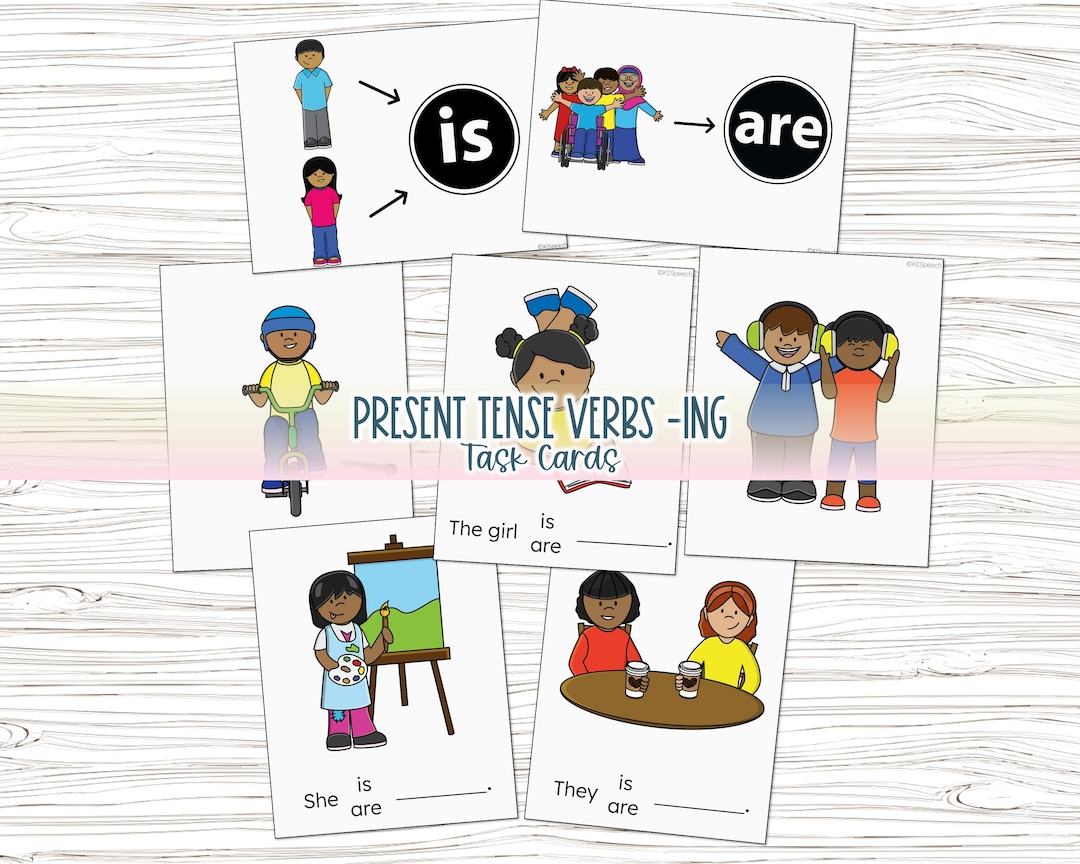 Present Tense Progressive Verbs Task Cards | Speech Therapy or ESL ...