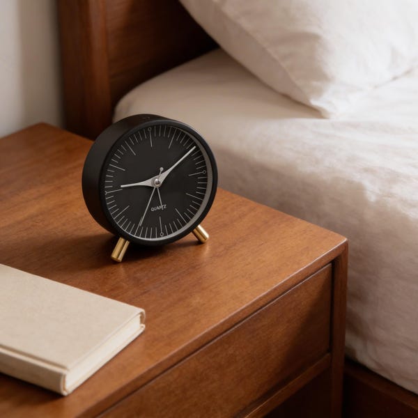 Minimalist Black Alarm Clock, Modern Metal Desk Clock