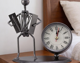 Vintage Metal Table Clock, Retro Desk Clock, Nordic Style Alarm Clock