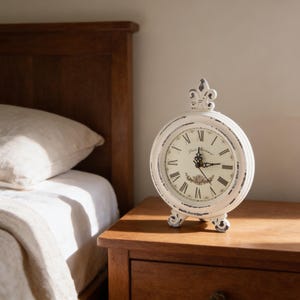 Vintage Table Clock, French Style Desk Clock, Shabby Chic Home Decor