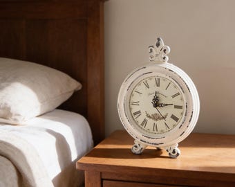 Vintage Table Clock, French Style Desk Clock, Shabby Chic Home Decor