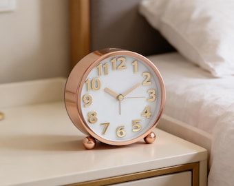 Modern Desk Clock, Silent Quartz Bedside Clock, Minimalist Home Decor