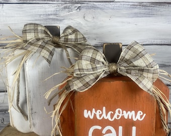Chunky Wooden Pumpkins | Handcrafted Fall Farmhouse Decor, Autumn Table Centerpiece
