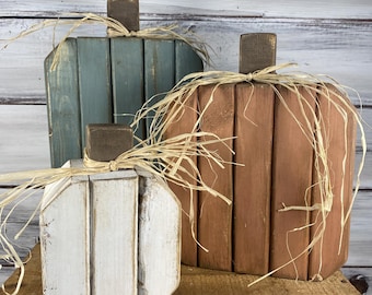 Handcrafted Wooden Pumpkins | Rustic Fall Table Decor | Farmhouse Autumn Centerpiece | Rustic Pumpkin Set