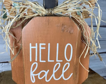 Chunky Wooden Pumpkin | Handcrafted Fall Farmhouse Decor, Autumn Table Centerpiece