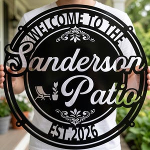 Personalisiertes Metall-Terrassenschild, Willkommensschild mit Familiennamen, Gartendekoration, Einzugsgeschenk