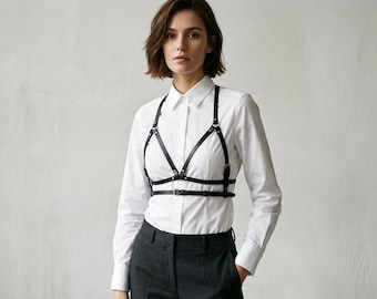 Arnés de cuero para el pecho para mujer, cinturón ajustable bajo el busto, lencería para festivales de tallas grandes