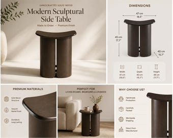 Puf y mesa auxiliar de madera