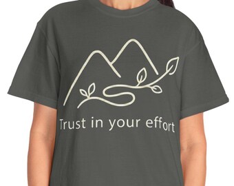 Vertrouw op jouw inspanning T-shirt | Lijntekeningen uit de bergen | Motiverend natuur-T-shirt