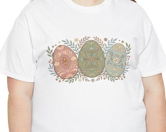 Bloemen T-shirt met paaseieren | Pastelkleur geverfd eiillustratie