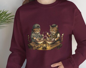 Two Cats speelkaarten ronde hals | Vintage kattenillustratie, gezellige game-avond