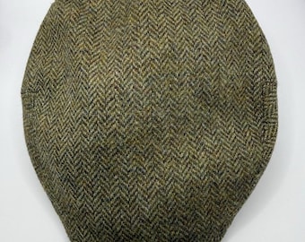 Orvis Wool Tweed Flat Cap Hat Mens 7 3/8 59 Green Herringbone Made in England