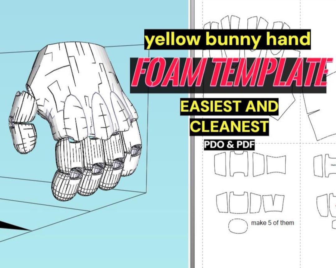 Yellow Rabbit Cosplay Foam Pattern Hands | Fnaf Movie Accurate Template ...