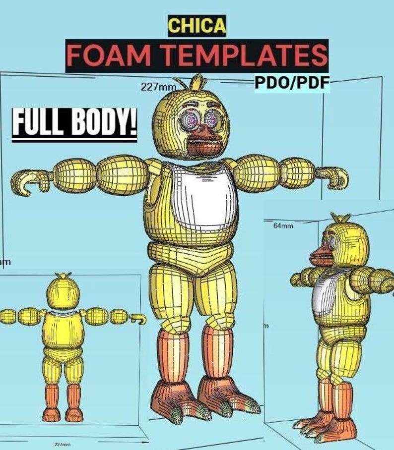 Fnaf 1 Chica Full Body Foam Cosplay Pattern – Animatronic Costume ...