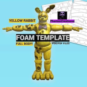 Plantilla de cosplay de espuma Yellow Rabbit V1 de cuerpo completo - Patrón animatrónico inspirado en la película FNaF Archivos PDF PDO - Disfraz imprimible Pepakura DIY