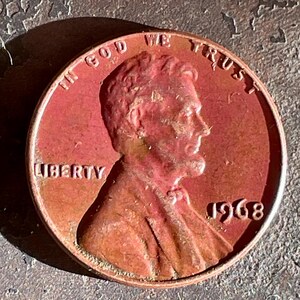 1968 Lincoln Cent rood getinte munt, Philadelphia Mint