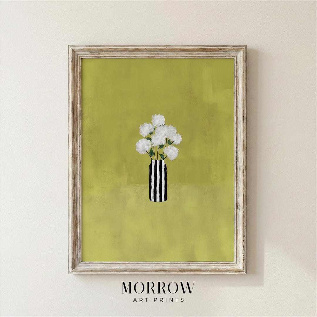 Minimalist Floral Vase Art Print | Modern Flower Still Life Painting ...
