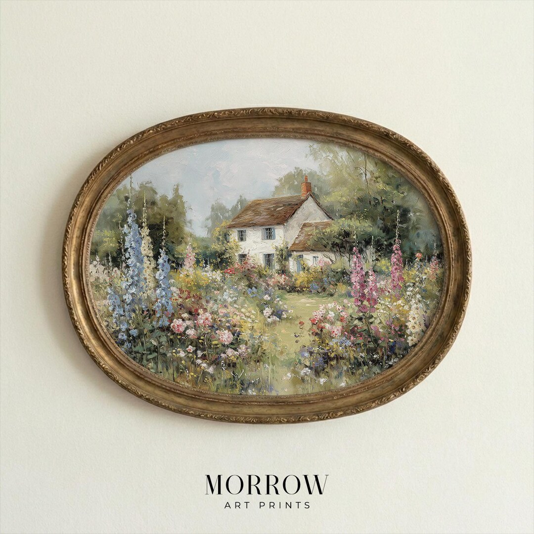Vintage Cottage Garden Print | Romantic English Countryside Wall Art ...