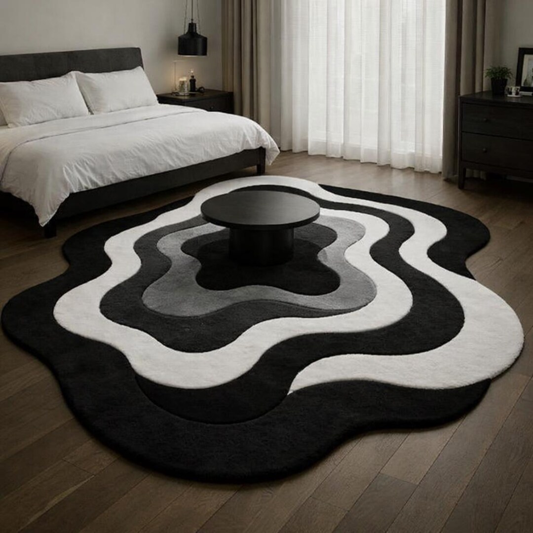 Neutral Tufted Rug Pattern Hand Tufted Neutral Tone Irregular Rug 5x8 6x9 Custom New Zealand Wool ...