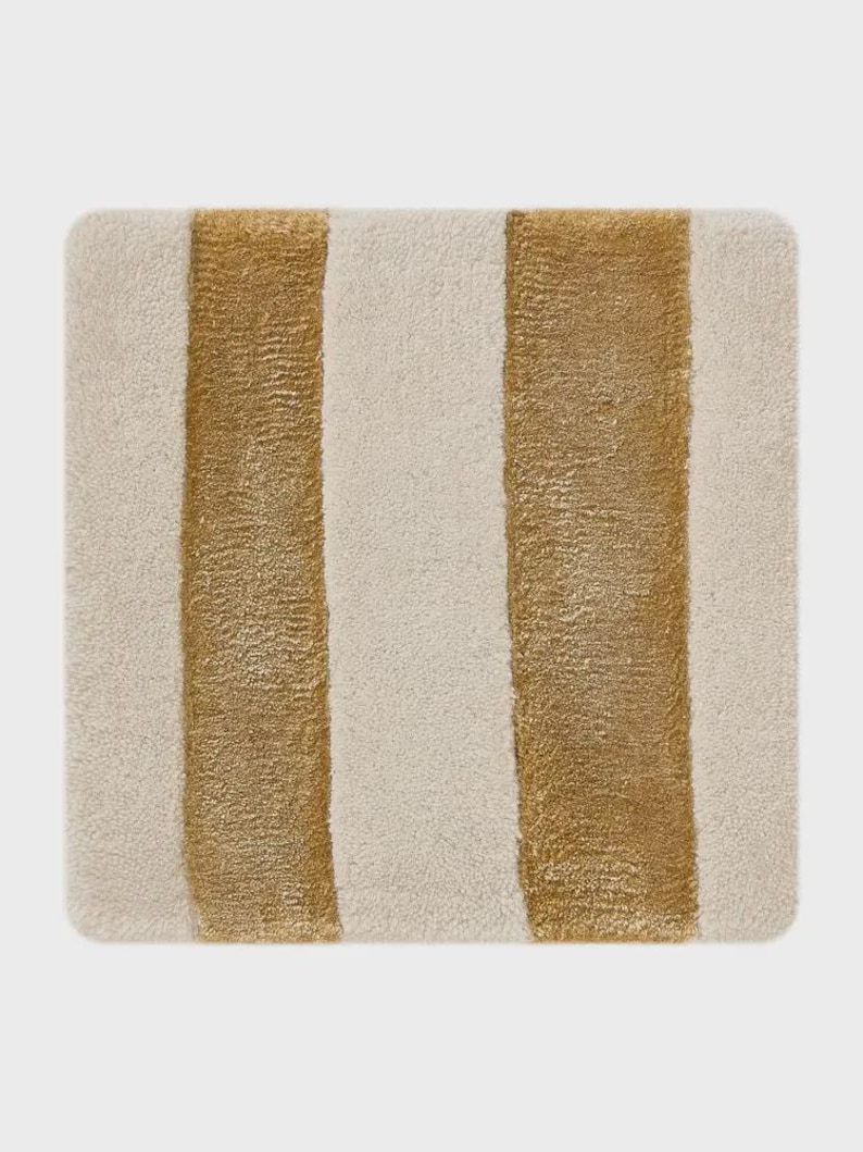 Handmade Cream Wool & Gold Viscose Area Rug, Modern Geometric Hand Tufted Rug, Luxury Living Room Bedroom Carpet, Custom Rug image 6