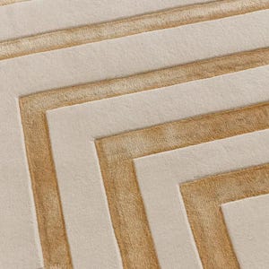 Handmade Cream Wool & Gold Viscose Area Rug, Modern Geometric Hand Tufted Rug, Luxury Living Room Bedroom Carpet, Custom Rug image 5