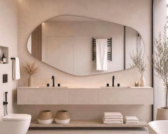 Asymmetrical Frameless Full Body Mirror, Irregular Wall Mirror For Bathroom