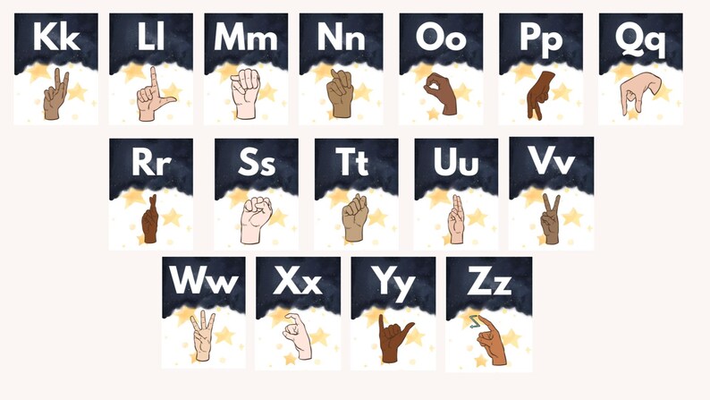 Outer Space ASL Alphabet Printable - Etsy