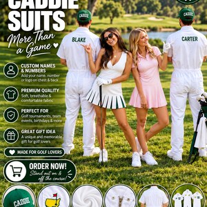 Mono de caddie de golf personalizado para adultos – Parche con nombre y número personalizados, uniforme de golfista