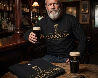 T-shirt à manches longues stout irlandais My Old Friend Hello Darkness