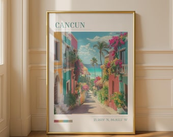 Cancun Beach Street Wall Art Print Tropical