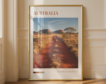 Australia Landscape Wall Art Print Red Dirt Road In the Outback