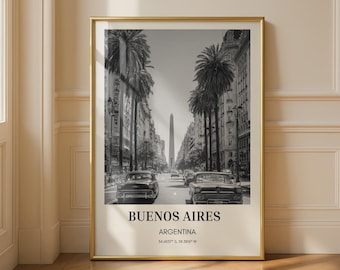 Buenos Aires Argentina Black and White Cityscape Print Wall Art Decor