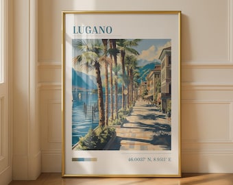 Lugano Lake Landscape Wall Art Print