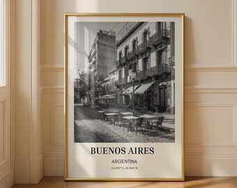 Buenos Aires Wall Art Print Black and White Cityscape Argentina Poster