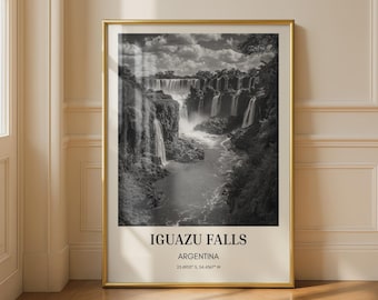 Iguazu Falls Wall Art Black and White Poster Art Print Argentina