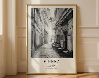 Vienna Austria Cityscape Wall Art Black and White Print