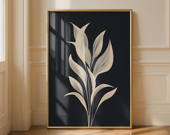 Minimalist Botanical Wall Art Black and White Plant Print Floral Illustration