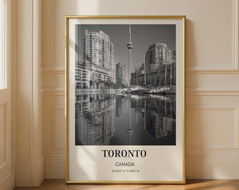 Toronto Canada Black and White Cityscape Wall Art Print