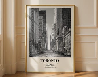 Toronto Canada Cityscape Wall Art Print Architecture Black and White
